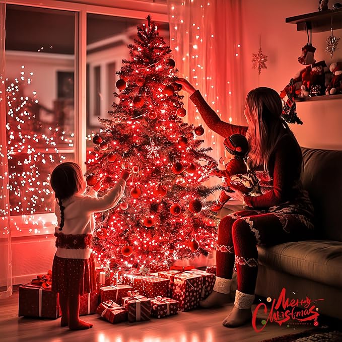 JMEXSUSS 150 LED Red Christmas Lights Indoor Outdoor Waterproof, Connectable 59 Ft Red String Lights Plug in, 8 Modes Twinkle Fairy Light for Bedroom Patio Party Tree Holiday Decor