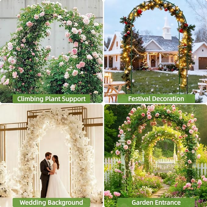 Metal Garden Arch Trellis for Climbing Plants Outdoor, Garden Arbors and Arches, Wedding Arch Frame Archway, Christmas Party Decoration