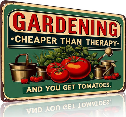 Smilelife Plants Gifts Gardening Cheaper Than Therapy Vintage Tin Sign for Garden Patio Porch Yard She Shed Decor 8x12 Inch(3946)