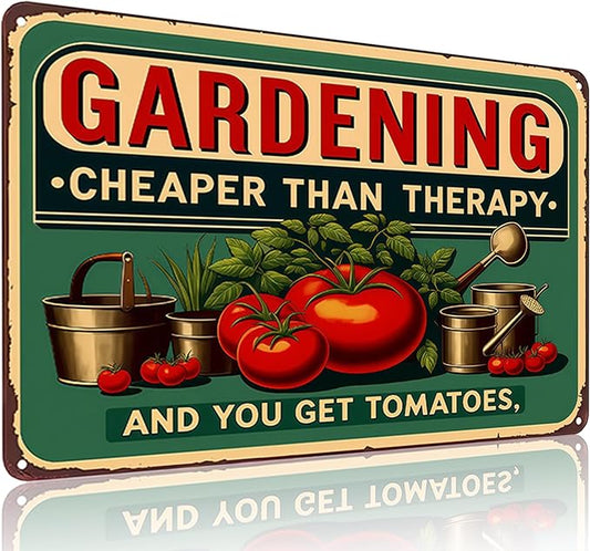 Smilelife Plants Gifts Gardening Cheaper Than Therapy Vintage Tin Sign for Garden Patio Porch Yard She Shed Decor 8x12 Inch(3946)