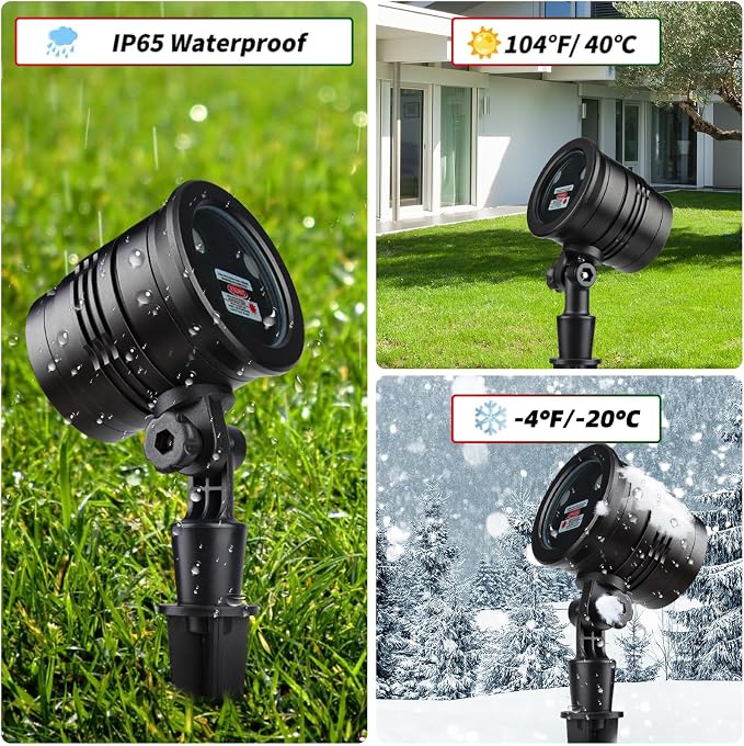 Laser Christmas Projector Lights Outdoor: Waterproof Outdoor Christmas Decorations Laser Light, Projection Christmas Lights for Outside with 5 Patterns, Xmas Spotlight for Yard Garden Holiday Party