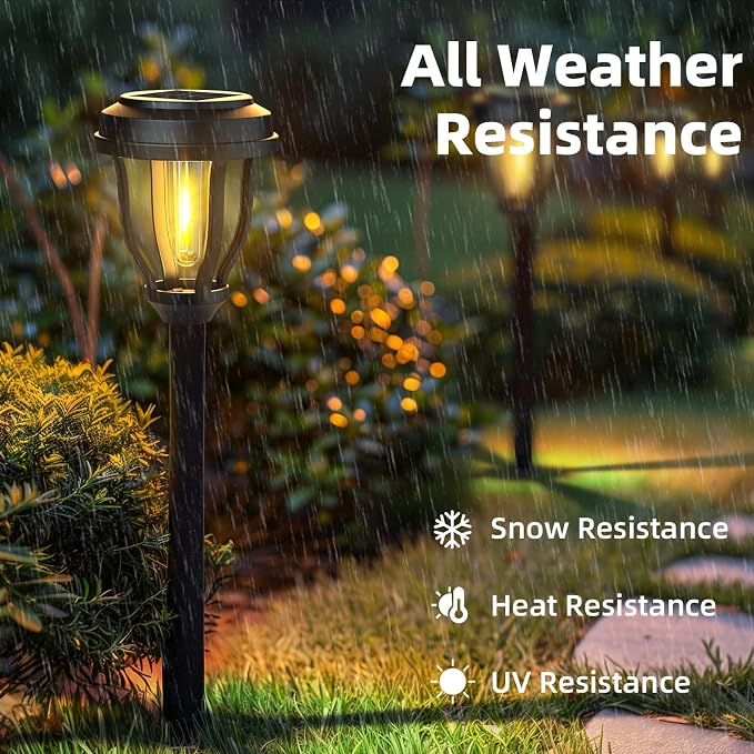 DERAYSION 6 Pack Solar Lights Outdoor, Solar Pathway Lights Waterproof Garden Landscape Lighting for Path, Yard, Walkway, Driveway Decor- 6 Pack Warm White | Solar Lights Outdoor Waterproof LED Garden Lights Outdoor Solar Lights for Yard Landscape Path...