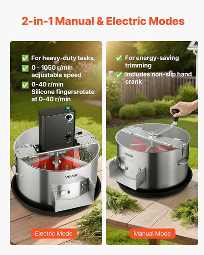 VEVOR Electric Bud Leaf Trimmer, 2-in-1 Manual & Electric, 16 in Bud Trimmer with Stainless Steel Blades, Visual Cutting, Wet & Dry Hydroponic Cutting Machine with Tray, for Plant Buds Flowers