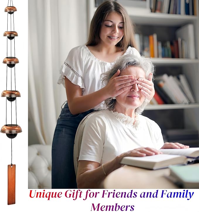 36.8” Handcrafted Copper Wind Chimes – Deep Tone Bells for Garden, Patio, Porch & Zen Décor – Unique Feng Shui, Meditation & Relaxation Gifts for Mom, Dad, Memorial Gardens