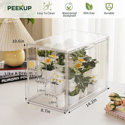 Mini Greenhouse Indoor with Magnetic Door, M-4tier-2pcs | Retains Warmth & Moisture, Durable Construction, Magnetic Door, Adjustable Dividers Fit Different Plants, Tool-Free Assembly