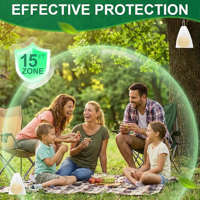 36 Pack Natural Wasp and Bee Deterrent Outdoor, Peppermint Oil Carpenter Bee Deterrent for Yellow Jackets, Hornets, Mud Wasps, for Patio, Garden, Porch, Indoor & Outdoor Use, Pet and Human Friendly