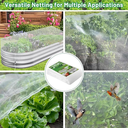 2 Pack Garden Netting for Raised Beds, 4x2FT Raised Bed Cover for Garden Protection, Ultra Fine Mesh Bird Netting Pest Barrier Screen with Drawstring for Protecting Vegetables Fruits Flowers