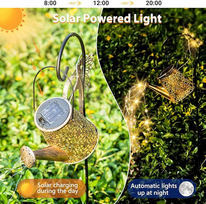 SRNPMIU Solar Watering Can Light, Solar Outdoor Decorative,Garden Decor Lights for Yard, IP65 Waterproof Hanging Lantern Landscape Lights, Garden Gifts for Mom, Grandma Women Birthday