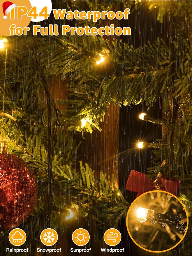 BrightChristmas 500 LED 164 FT Christmas Lights, Waterproof Outdoor String Lights with Remote and Timer, Christmas Tree Lights with 8 Modes Dimmable, Fairy Lights for Holiday Decor (Warm White)