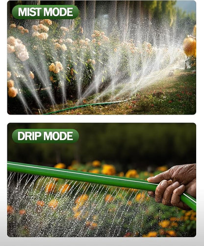 50 FT Three-Tube Flat Sprinkler Hose with Holes with U-Shaped Stakes | Heavy Duty Soaker Hose for Garden, Dual Mode Sprinkler Hoses for Lawn, Flexible Irrigation Hose for Yard, Linkable Drip Hose