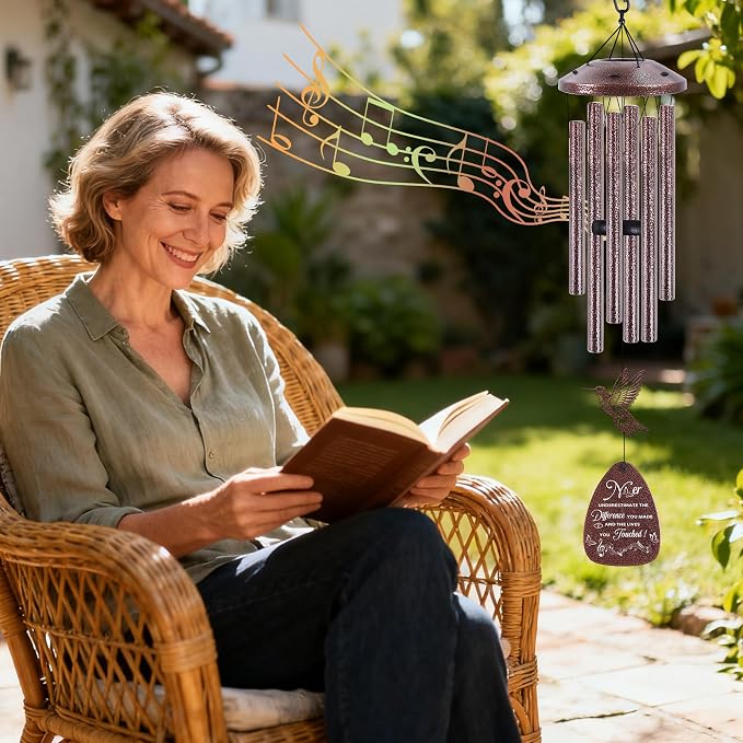 Retirement Wind Chime for Men Women: Thoughtful Retirement/Going Away Gift for Friends Coworker Boss Teacher, Metal Hummingbird Yard Art, Home Garden Patio Decor