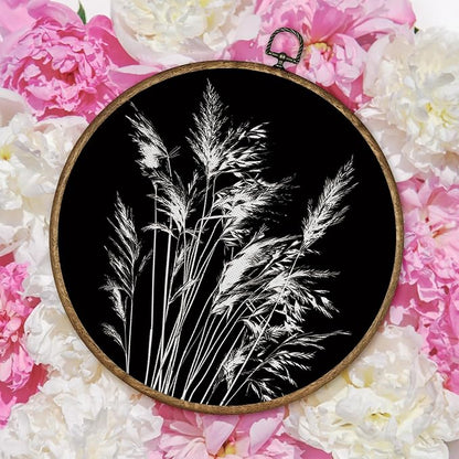 TLESKE Black Vintage Botanical Round Wall Art Decor Framed 10x10, Boho Wildflower Floral Fall Canvas Wall Art Prints Artwork, Rustic Wall Hanging Room Door Decorations Decor for Living Room Bedroom