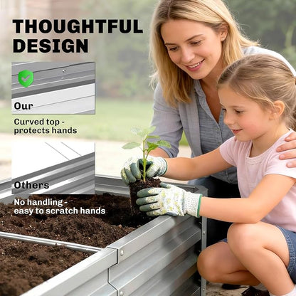Outsunny Galvanized Raised Garden Bed, 4' x 2' x 1' Metal Planter Box, for Growing Vegetables, Flowers, Herbs, Succulents, Silver