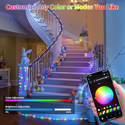132FT 400 LED Rope Lights Outdoor, Waterproof 16 Million Colors Changing Fairy String Lights Plug in with Remote & APP Control, Smart Music Sync Twinkle Lighting for Outside Indoor Christmas