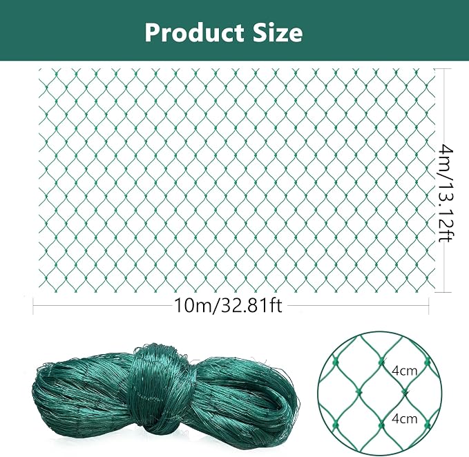 Bird Netting for Chicken Coop, Poultry Netting Over Chicken Run & Chicken Pen, Heavy Duty Nylon Nettings Reusable, UV-Resistant, Garden Netting Aviary Net Fruit Tree Nettings