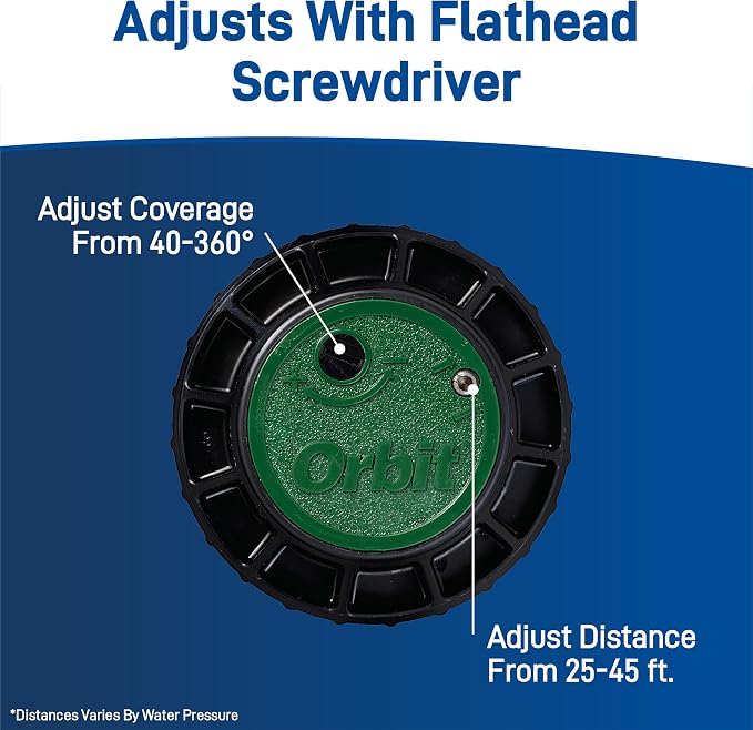 Orbit 55460 Voyager 4" Hard Top Pop-Up Gear Drive Rotor Sprinkler Head, 35 ft, Adjustable