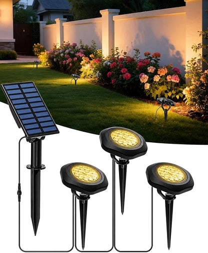 Solar Spot Lights Outdoor Waterproof IP68, 3000K Pond Lights | 3-in-1 LED Solar Landscape Lights, 2 Light Modes Path Lights for Underwater Pond Garden Yard Pathway