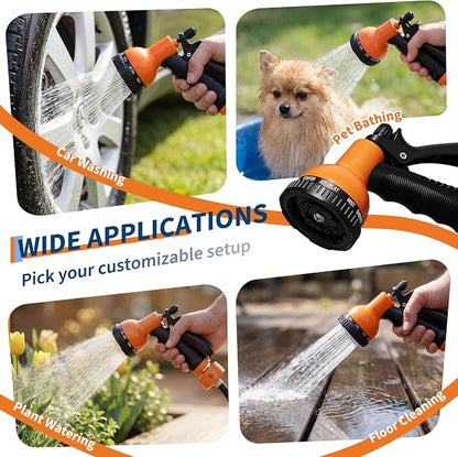 1/2 in x 100 ft Retractable Garden Hose Reel, Wall Mounted, 9-Function Nozzle, Any Length Lock, 180° Swivel, Auto Slow Rewind for Watering Lawn, Washing Car, Cleaning Patio