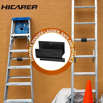 Hicarer 3 Pcs Ladder Hangers for Garage Wall Heavy Duty Utility Ladder Hook Wall Mount Wheelbarrow Hanger Tool for Patio Furniture Folding Chair Garage Organizers Storage (Black)