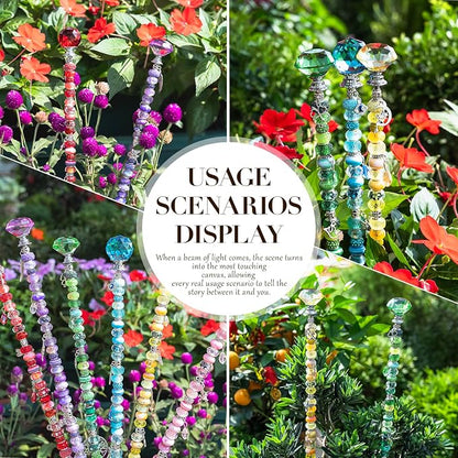 306Pcs Beaded Garden Stakes kit, 16in Extra Long Fairy Wand Garden with Crystal Diamond Tops for Plants Garden Outdoor&Indoor Decorative