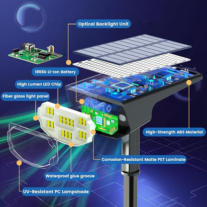 Solar Spot Lights Outdoor IP68 Waterproof, Ultra-Bright Performance，Simple Modes for Easier Operation, Auto On/Off，Solar Powered Landscape Lights for Garden, Yard, Pathway (Cool White, 6 Pack)