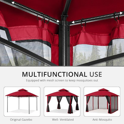 MASTERCANOPY Patio Gazebo Mosquito Netting Screen Walls (10x12, Burgundy)