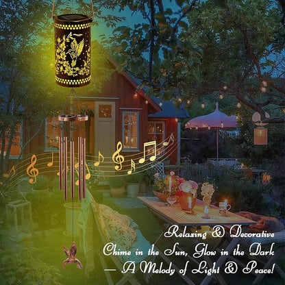 Solar Wind Chimes for Outside, 36" Hummingbird Hanging Solar Lantern for Mom, Christmas Windchimes Outdoors Gifts,Garden Decor led Lights Wind Chime for Patio Yard, for Women Grandma
