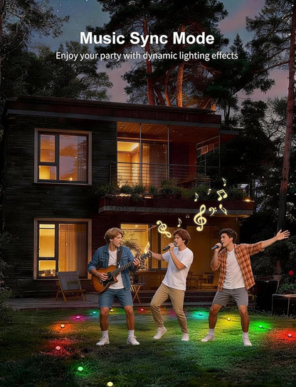 APPECK Outdoor Ground Lights 32 Pack, 100FT RGBW Pathway Lights Wired | 2200K Warm White Landscape Lighting, IP65 Waterproof, Color Changing, Garden Lawn Path, Holiday Decor, App/Remote Control