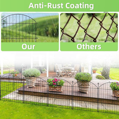 Decorative Garden Fence 24in (H) x20ft (L), 10 Pack No Dig Fence Animal Barrier for Dog, Arched Flower Bed Edging, Wire Border Panel Fencing for Yard Patio Outdoor Decor