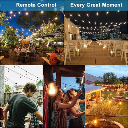 Lightdot 96FT Outdoor RGB String Lights - Dimmable Color Changing LED Patio Lights with Remote, Waterproof Commercial Grade for Cafe, Bistro & Backyard, ETL Listed