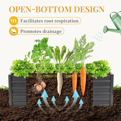 NEWBULIG Galvanized Raised Garden Bed Kit, 6x3x2ft Outdoor Metal Planters Box, Rectangular Raised Flower Beds for Planting Vegetables Flowers Herbs, Open Bottom, Easy Assembly, Dark Gray