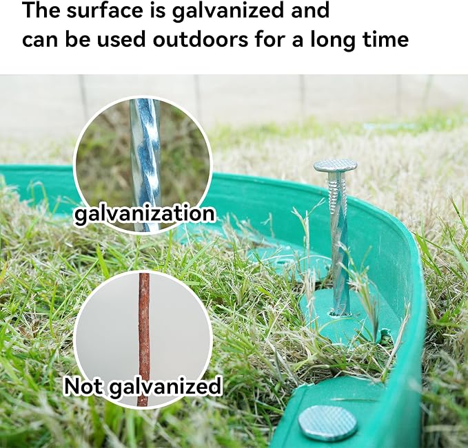 12 Inch Galvanized Landscape Stakes - 50pcs Spiral Metal Round Anchoring Spikes, 0.7 Inch Extra Large Top, for Securing Paver Edging, Weed Barrier, Camping Tent