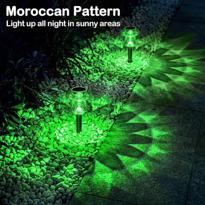 Solar Halloween Lights Outdoor 8 Pack Green Garden Mushroom Decor | LED Waterproof Halloween Decorations for Pathway Yard Outside Driveway Walkway Path Landscape Lawn Lighting, Auto On/Off