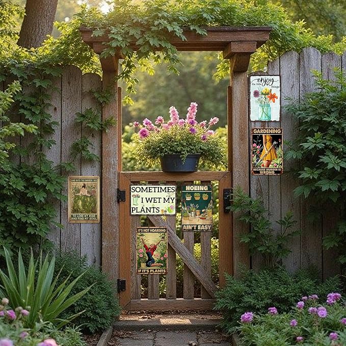Garden Metal Signs For Outside Garden Wall Art Outdoor Patio Sign Vintage Flower Tin Sign Enjoy The Little Things Funny Garden Signs Decorative Outdoor Farmer Market Decor 8x12 Inch