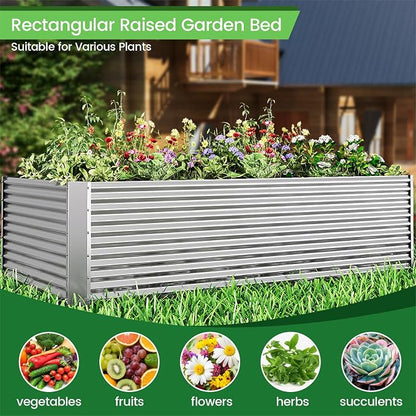 3pcs Tall Galvanized Raised Garden Bed Outdoor,Steel Garden Bed for Vegetables,Above Ground Garden Box for Flower,Metal Raised Beds for Gardening - 4x2x1.5ft