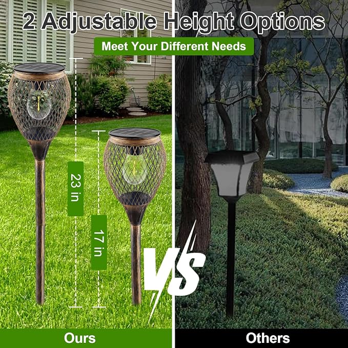 4 Pack Solar Pathway Lights Outdoor,IP65 Waterproof - Bright Outdoor Solar Lights for Yard,Auto On/Off Solar Driveway Lights,Solar Path Lights for Walkway Driveway Garden