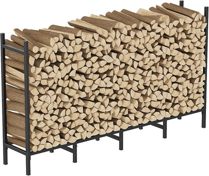 CADUKE Outdoor Firewood Rack 5.3ft, Heavy Duty Metal Wood Rack for Indoor Fireplace & Fire Pit, Adjustable Log Holder with 10 Support Legs, Wood Storage Organizer