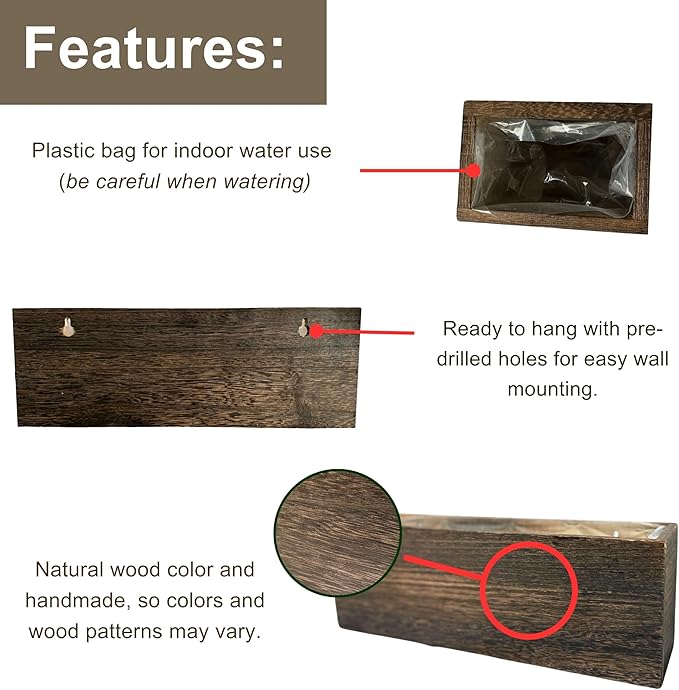 LaLaGreen Wood Planter Box for Plants (8 Pack) Wall Planters for Indoor | Wooden Hanging Plant Holder Vase for Dried Flowers, Modern Country Rustic Living Room Bedroom Office Home Garden Decor