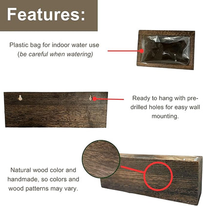 LaLaGreen Wood Planter Box for Plants (8 Pack) Wall Planters for Indoor | Wooden Hanging Plant Holder Vase for Dried Flowers, Modern Country Rustic Living Room Bedroom Office Home Garden Decor