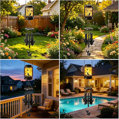 2 Pack Solar Cat Wind Chimes for Outside, Birthday Mother' s Day Gifts for Mom Women Grandma,Solar Cat Wind Chime Light Hanging Wind Chimes Outdoor,IP65 Waterproof, Yard Garden Terrace