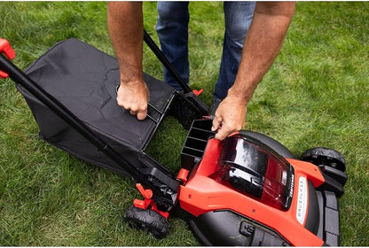 CRAFTSMAN V20 20 in Lawn Mower, 2 x 5Ah Batteries and 2 Chargers Included, High Effeciency Brushless Motor, Push Mower, Up to 50 Min of Runtime, Lightweight, Grass Bag, Low Profile (CMCMW220P2)