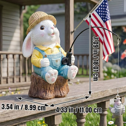 Resin Rabbit Statue - Unique Pond Ornaments & Outdoor Garden Decor | Koi & Fish Pond Accessories | Handcrafted, Durable, Perfect for Koi Fish Decor & Pond Decor