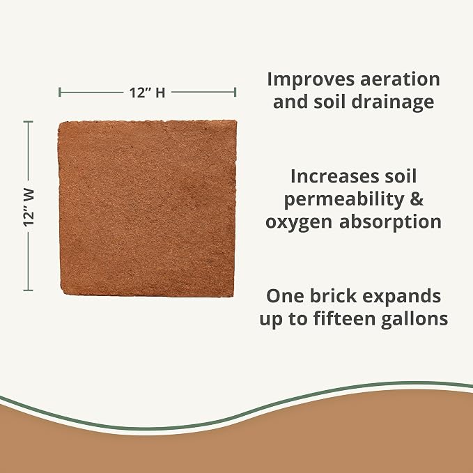 Coco Bliss (10lbs) - Organic Coco Coir for Plants - OMRI-Listed Coco Coir Brick for Garden Soil & Potting Mixes - Coconut Fiber Substrate Mixes with Potting Soil for Indoor Plants & Outdoor Plants