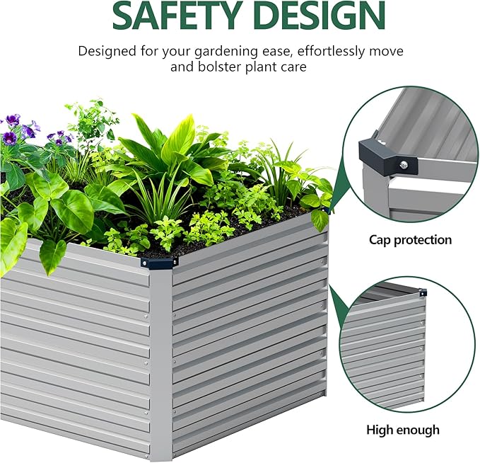 Vengarus 12x2x2ft Galvanized Raised Garden Bed,Metal Raised Beds Kit Silver | 2FT Deep Root Elevated Garden Planter Box, Corrugated Steel, Open Bottom, Rustproof All Weather, Large Vegetable Flower Bed