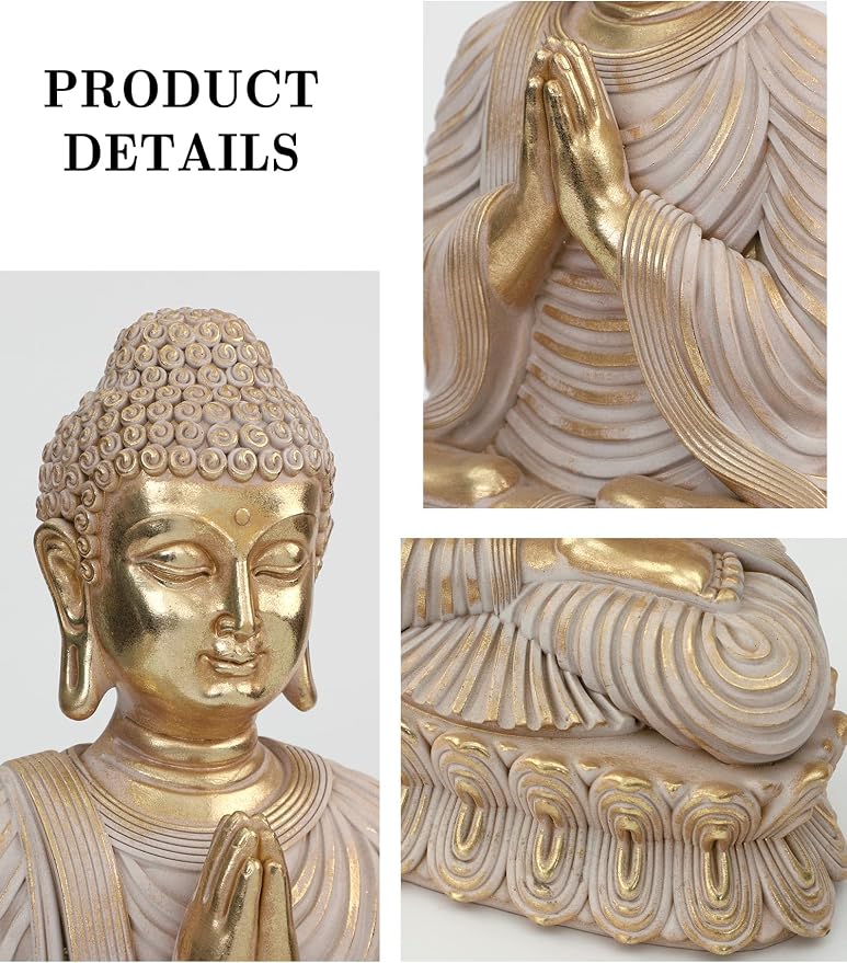 Suoedd Buddha Statue for Home Decor Gold for Spiritual 17.7"-Buddha Decor for Living Room-Gig Buddha Statues for Zen Decor–Indoor Buddha Gift for Shrine,Meditation or Relaxation