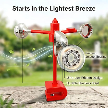 Bird Scare Reflective Device,Silver, Wind Powered Spinning, Bird Reflectors, Keep Pigeon Woodpeckers Seagull Away for Garden Patio,Equipped with a Straight Pole and a Base.