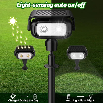 Solar Outdoor Spotlights, 2-in-1 Solar Powered Adjustable Landscape Lights, IP65 Waterproof Wall Lights & Ground Inserted Lights for Yard, Garden, Pathway (Cool White,4 Pack)
