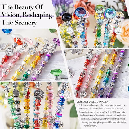 513Pcs DIY Beaded Garden Stakes, Fairy Wand Kit Garden Stakes Decorative with 18 Threaded Rod, Crystal Top, Large Holes Bead for Christmas Plants Garden Outdoor&Indoor Decorative（12IN）