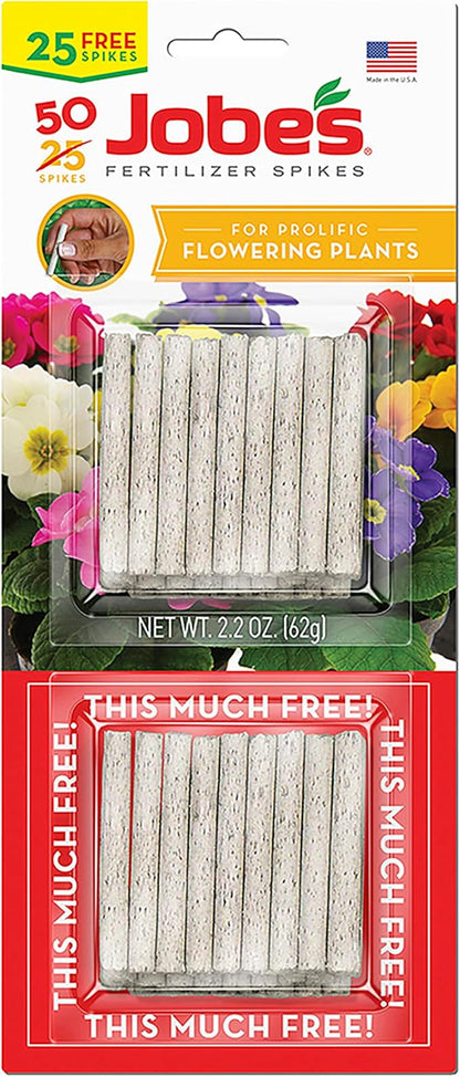 Jobe's Plant Food Fertilizer Spikes, Easy Plant Care for All Indoor Flowering Houseplants, 50 Count