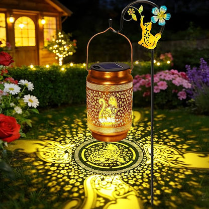 Cat Solar Lanterns Outdoor Waterproof Solar Garden Decor, Birthday Gifts for Women Mom Grandma, Metal Hanging Lights with Shepherd Hook for Outside Yard Patio Pathway Backyard Porch